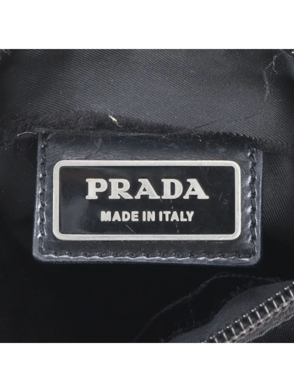 Prada Tessuto Nylon Triangle Logo Leather Shoulder Bag Crossbody Black